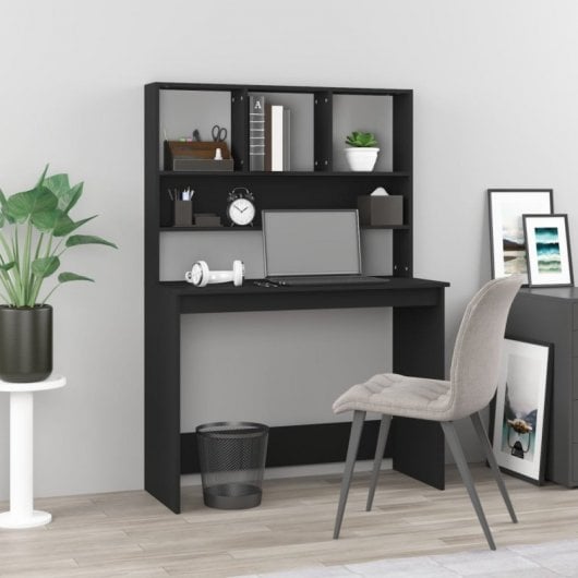 Vidaxl Bureau avec étagères Contreplaqué Noir 102x45x148cm