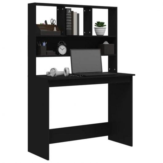 Vidaxl Bureau avec étagères Contreplaqué Noir 102x45x148cm