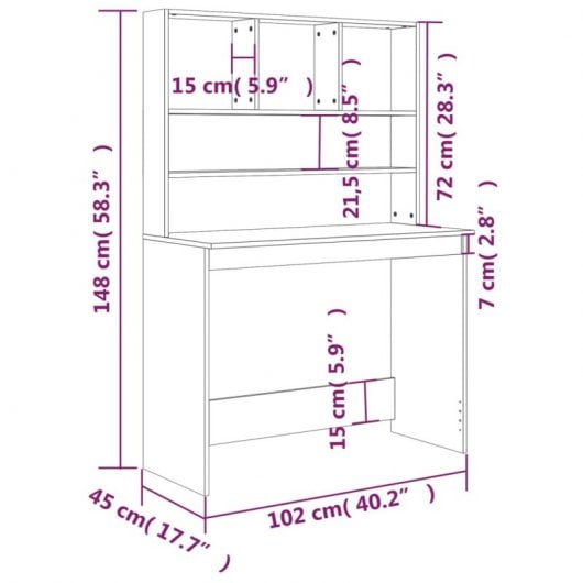Vidaxl Bureau avec étagères Contreplaqué Noir 102x45x148cm
