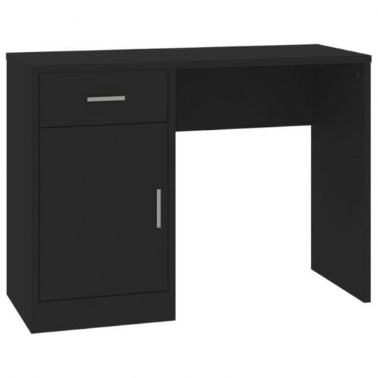 Bureau Vidaxl avec tiroir et armoire en bois noir 100x40x73 Cm