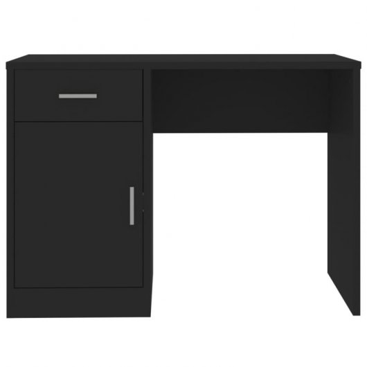 Bureau Vidaxl avec tiroir et armoire en bois noir 100x40x73 Cm