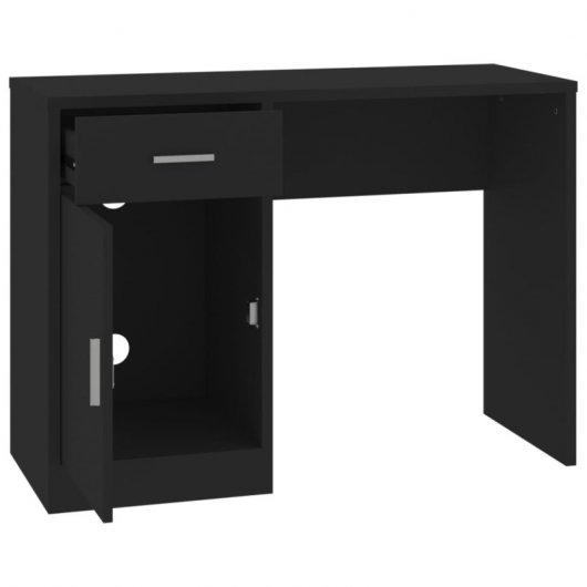 Bureau Vidaxl avec tiroir et armoire en bois noir 100x40x73 Cm