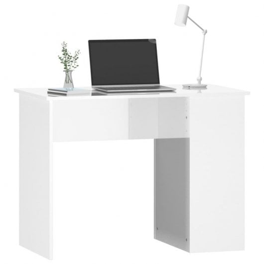 Vidaxl Bureau Contreplaqué Blanc Brillant 100x55x75 Cm