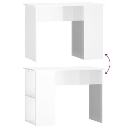 Vidaxl Bureau Contreplaqué Blanc Brillant 100x55x75 Cm