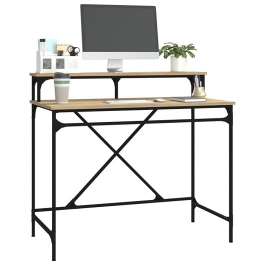 Mesa Vidaxl Sonoma em ferro e contraplacado 100x50x90 cm