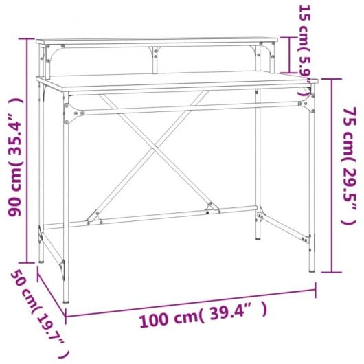 Mesa Vidaxl Sonoma em ferro e contraplacado 100x50x90 cm
