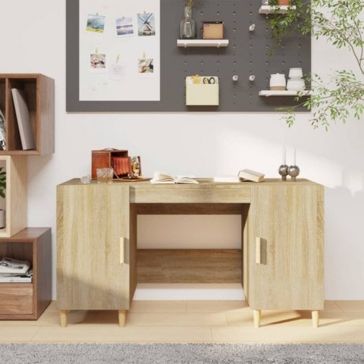 Vidaxl bureau en contreplaqué chêne Sonoma 140x50x75 Cm