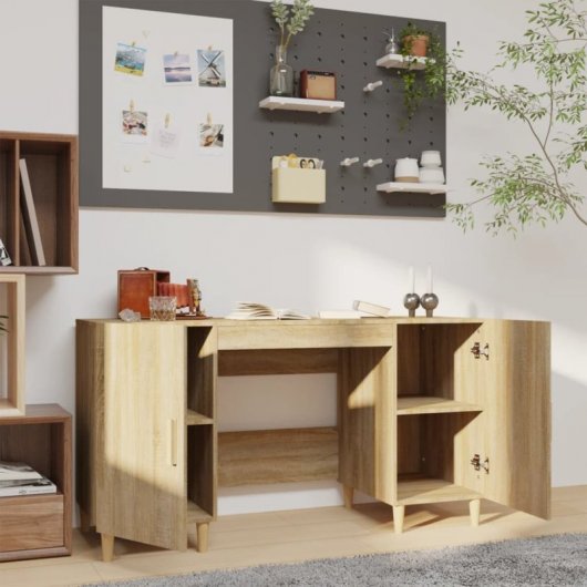 Vidaxl bureau en contreplaqué chêne Sonoma 140x50x75 Cm