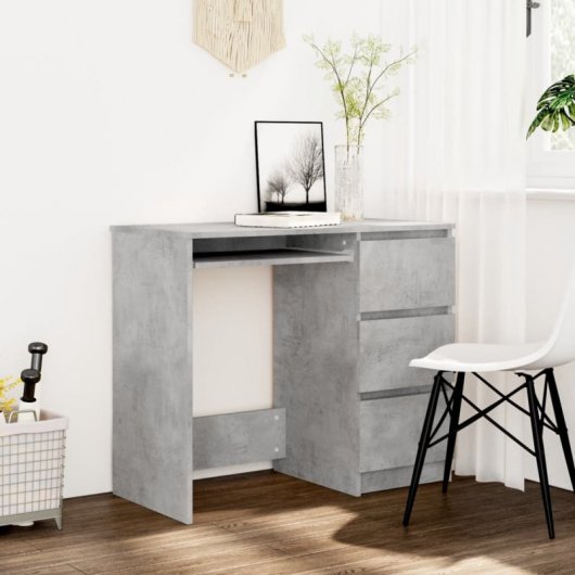Vidaxl bureau en contreplaqué gris béton 90x45x76 Cm