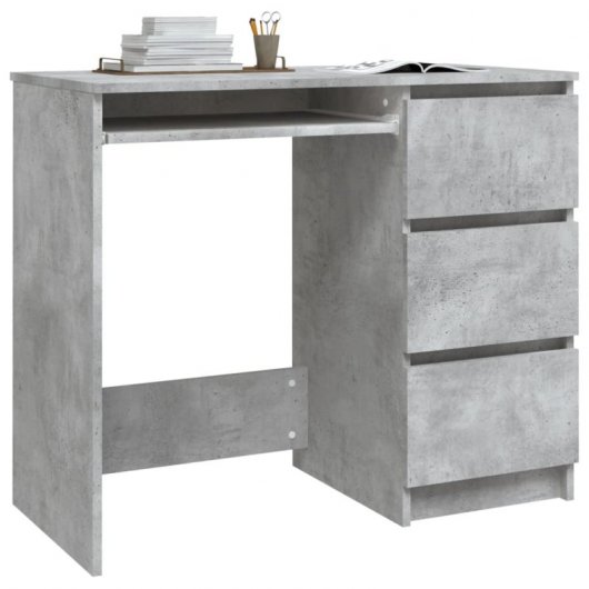 Vidaxl bureau en contreplaqué gris béton 90x45x76 Cm