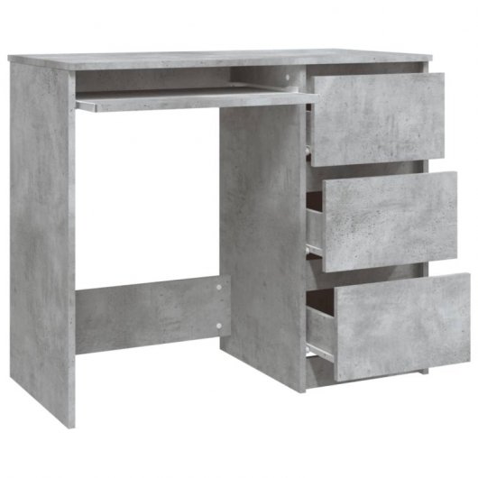 Vidaxl bureau en contreplaqué gris béton 90x45x76 Cm