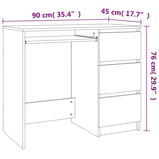 Vidaxl bureau en contreplaqué gris béton 90x45x76 Cm