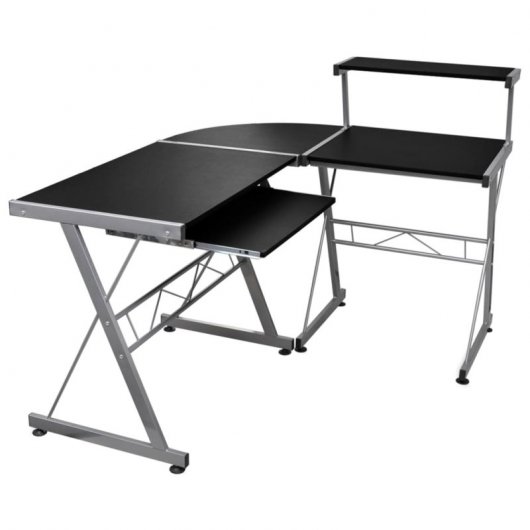 Vidaxl Bureau d'angle Contreplaqué Noir 132x112x99cm