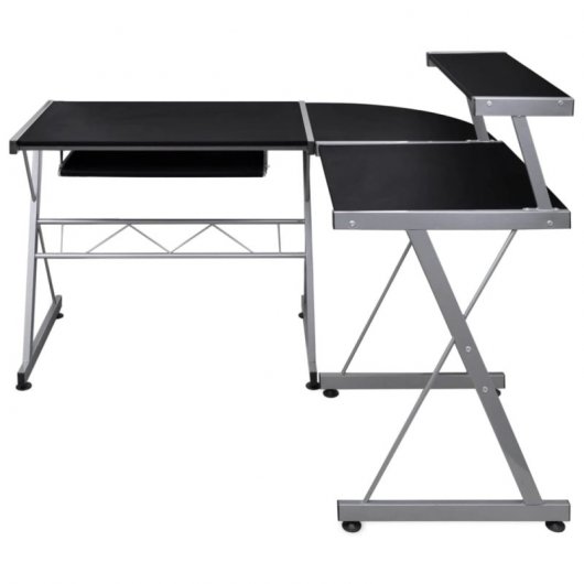 Vidaxl Bureau d'angle Contreplaqué Noir 132x112x99cm
