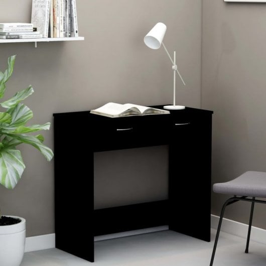Mesa de madeira compensada preta Vidaxl 80x40x75 cm
