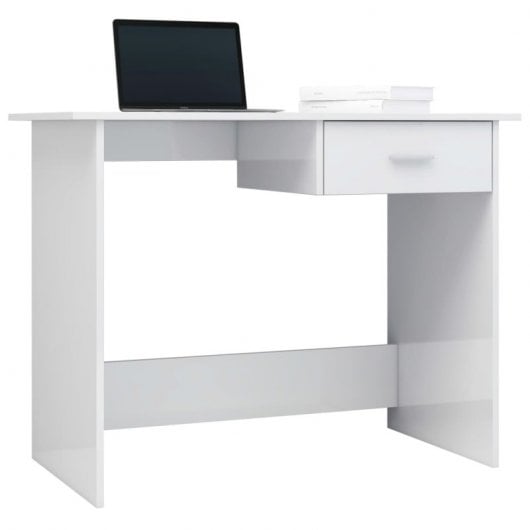 Mesa de aglomerado vidaxl branco brilhante 100x50x76 cm