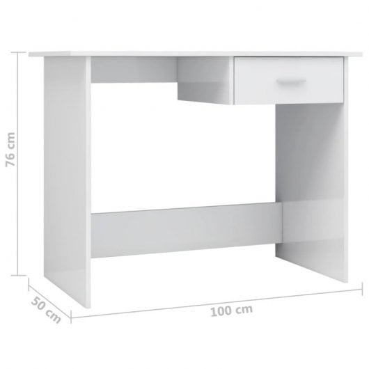 Mesa de aglomerado vidaxl branco brilhante 100x50x76 cm