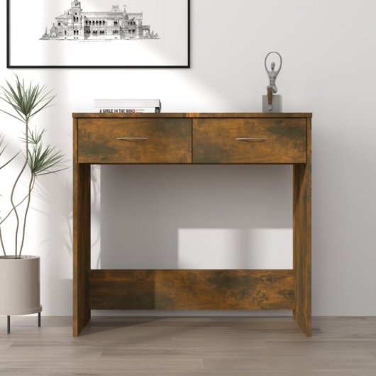 Mesa de contraplacado Vidaxl Carvalho fumado 80x40x75 cm