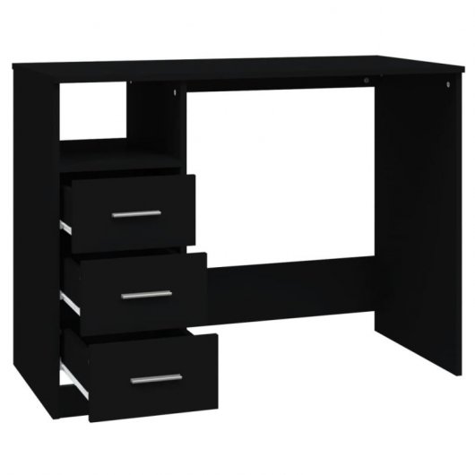 Vidaxl tiroirs de bureau contreplaqué noir 102x50x76 Cm