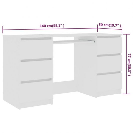 Vidaxl Scrivania in Compensato Bianco 140x50x77 Cm