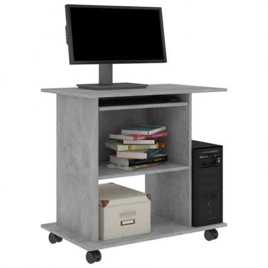 Vidaxl Tavolo per Computer in Compensato Grigio Cemento 80x50x75 cm