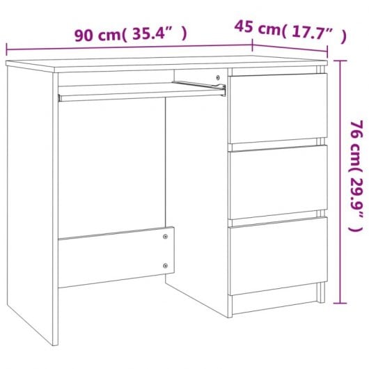 Mesa de contraplacado Vidaxl Carvalho fumado 90x45x76 cm