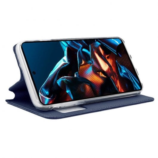 Étui à rabat bleu uni cool pour Xiaomi Poco X5 Pro 5G