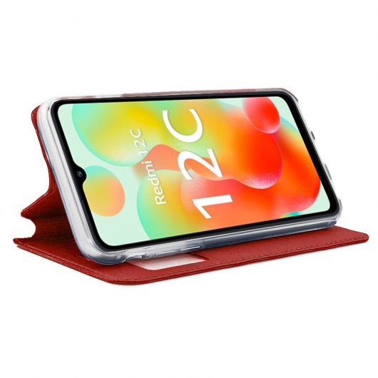 Capa flip legal lisa vermelha para Xiaomi Redmi 12C