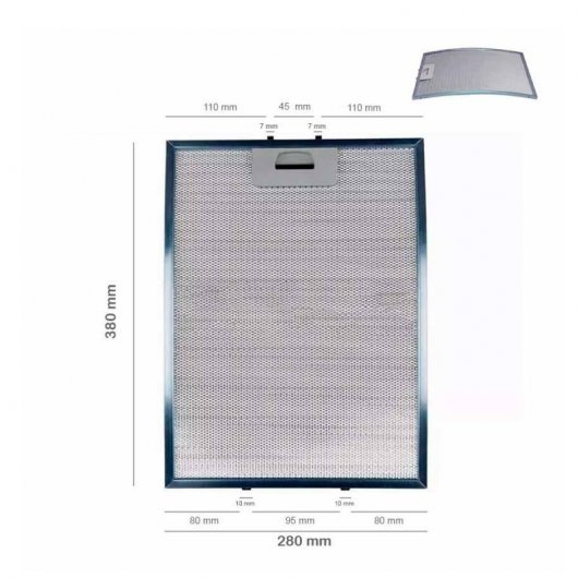 Filtro Campana Extractora Teka C610 C620 C6420 38x28 Cm (curvado)