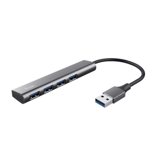 Hub USB Trust Halyx 4 Ports USB 3.2 Gen 1 Schwarz Grau