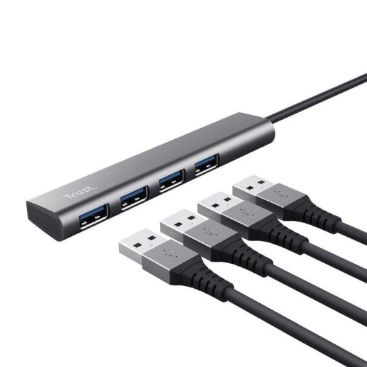 Hub USB Trust Halyx 4 Ports USB 3.2 Gen 1 Schwarz Grau