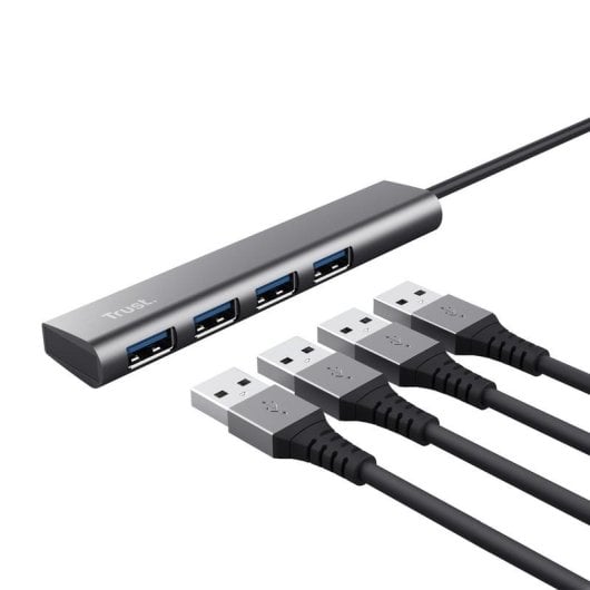 Hub USB Trust Halyx 4 Ports USB 3.2 Gen 1 Schwarz Grau