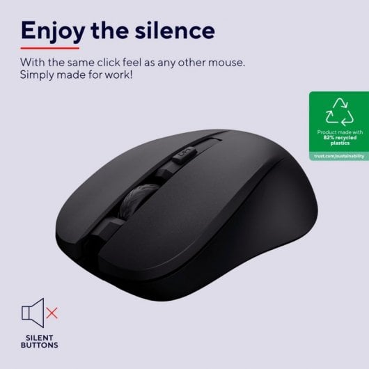Trust Mydo Silent Wireless Ratón Inalámbrico 1800 DPI Negro