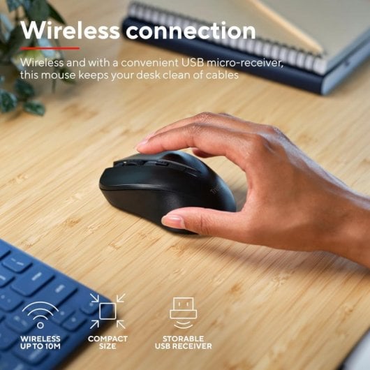 Trust Mydo Silent Wireless Ratón Inalámbrico 1800 DPI Negro