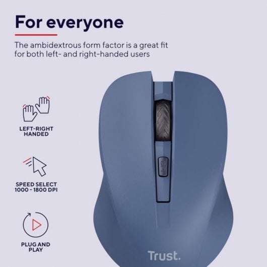 Souris sans fil Trust Mydo Silent Wireless 1800 DPI Bleu