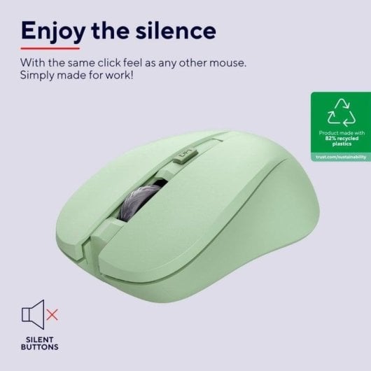 Ratón Trust Mydo Silent Wireless Inalámbrico 1800 DPI Verde botones silenciosos