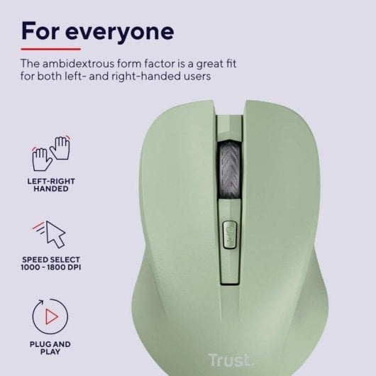 Ratón Trust Mydo Silent Wireless Inalámbrico 1800 DPI Verde botones silenciosos