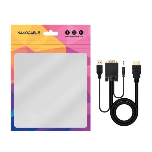 Nanocable Cable Conversor HDMI a VGA+Audio+USB 1.8 m Negro