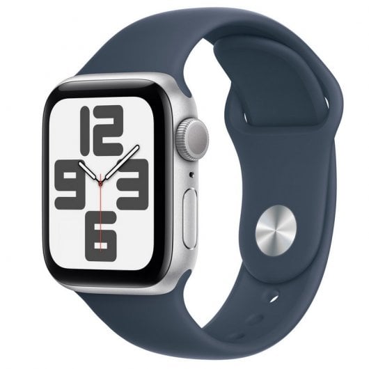 Apple Watch SE GPS Cassa 40mm in Alluminio Argento con Cinturino Sport Blu Tempesta - S/M