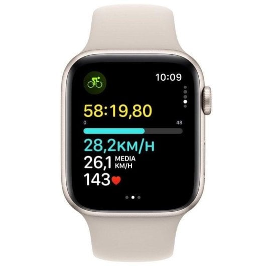 Apple Watch SE GPS 44mm Retina OLED Aluminium Blanc Étoile M/L Étanche Pulsomètre Sommeil SOS