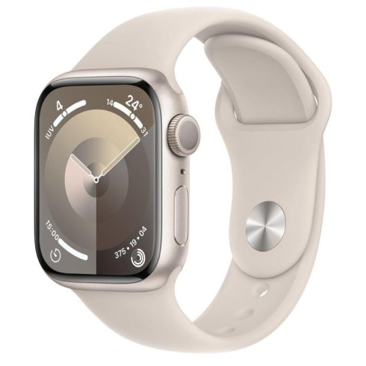 Apple Watch Series 9 GPS 41mm Blanco Estrella Caja de Aluminio con Correa Deportiva Blanco Estrella M/L