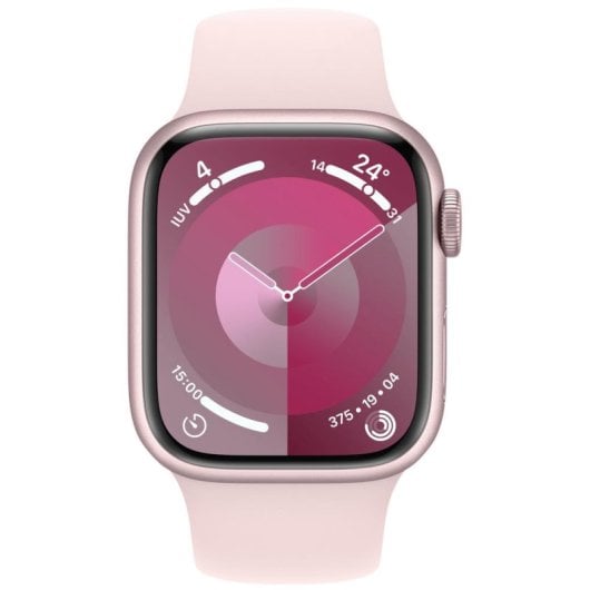 Apple Watch Series 9 GPS 41mm Caja de Aluminio Rosa con Correa Deportiva Rosa Claro Sport S/M