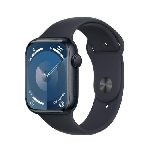 Apple Watch Series 9 GPS NFC 45mm Retina OLED Preto M/L Resistência à Água 50m SpO2
