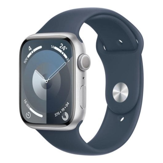 Apple Watch Series 9 GPS 45mm Caja de Aluminio Plata con Correa Deportiva Azul Tempestad S/M