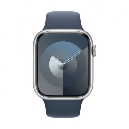 Apple Watch Series 9 GPS + Cellular Cassa 41mm in Alluminio Argento con Cinturino Sport Blu Tempesta - S/M