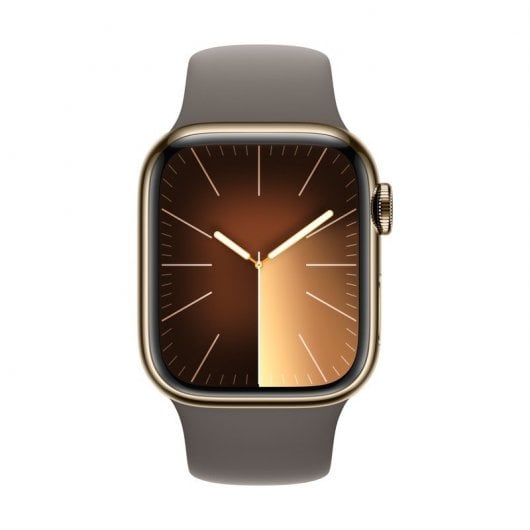 Apple Watch Series 9 GPS + Cellular Cassa 41mm in Acciaio inossidabile Oro con Cinturino Sport Creta