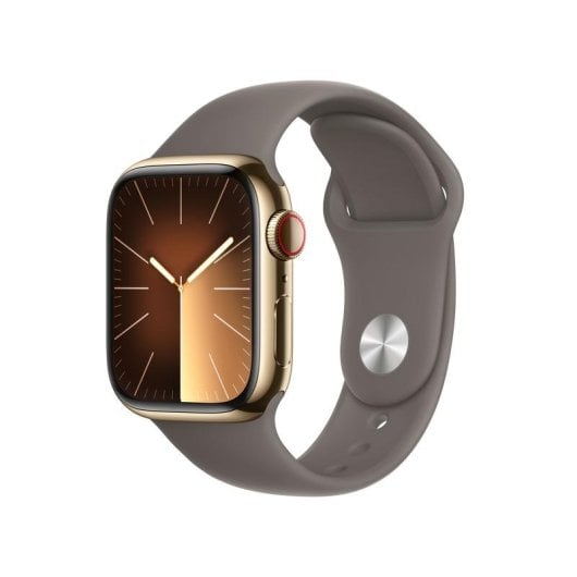Apple Watch Series 9 GPS + Cellular 41mm Oro Caja Acero Inoxidable con Correa Deportiva Arcilla M