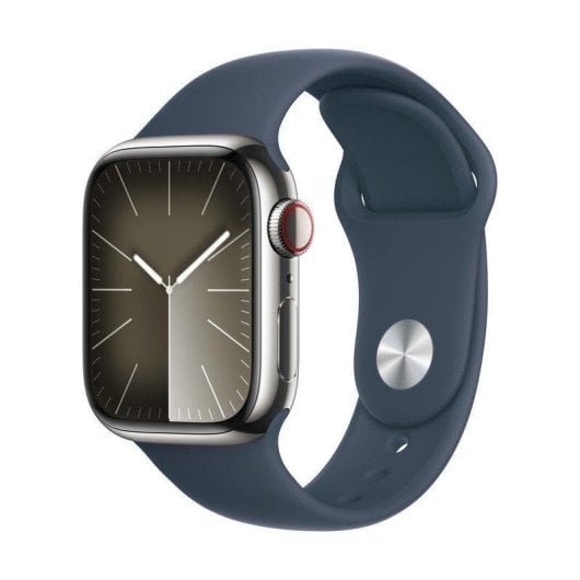Apple Watch Series 9 GPS + Cellular 45mm Retina OLED Argent/Bleu M/L 4G IP6X SpO2 Pulsomètre