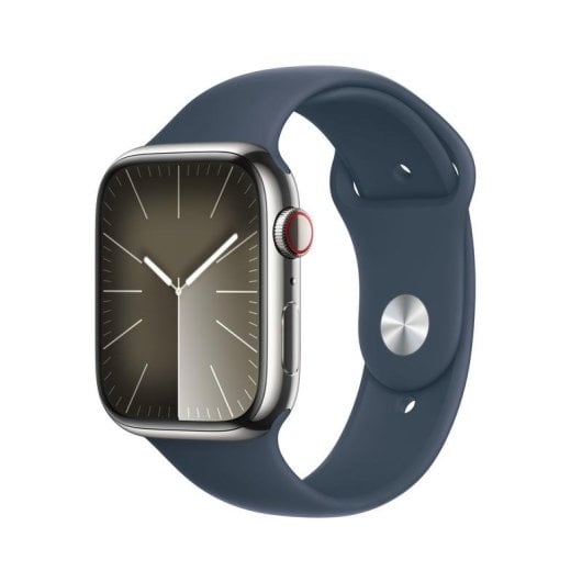 Apple Watch Series 9 GPS + Cellular 45mm Retina OLED Argent/Bleu M/L 4G IP6X SpO2 Pulsomètre