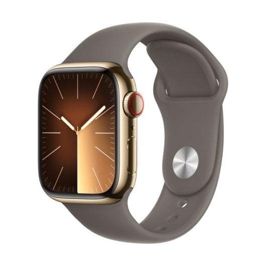 Apple Watch Series 9 GPS + Cellular Cassa 45mm in Acciaio inossidabile Oro con Cinturino Sport Creta - M/L